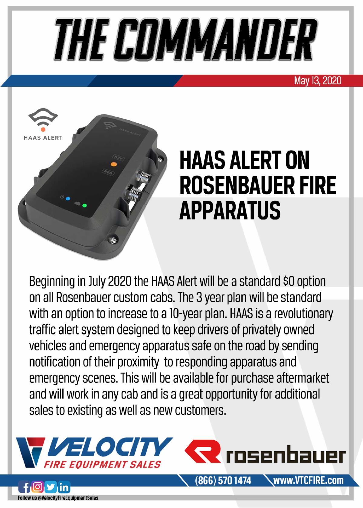 The Commander - May 13th HAAS alert on Rosenbauer Fire Apparatus